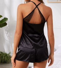 Load image into Gallery viewer, Charming Black &amp; Red Two Pieces Satin Pajama Set
