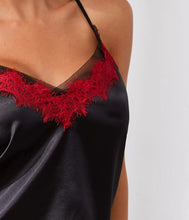 Load image into Gallery viewer, Charming Black &amp; Red Two Pieces Satin Pajama Set
