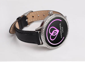 Trendy Gold Or Black Leather Band Smart Watch