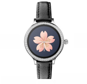 Trendy Gold Or Black Leather Band Smart Watch