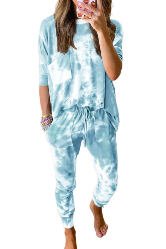 Beautiful baby Blue Tie-Dye Pajama Set