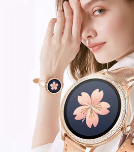 Trendy Gold Or Black Leather Band Smart Watch