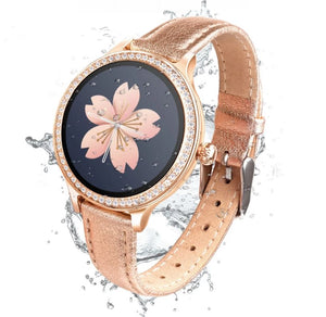 Trendy Gold Or Black Leather Band Smart Watch