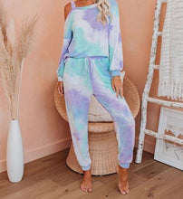 Load image into Gallery viewer, Beautiful Off-Shoulder Tie-Dye Pajama Set
