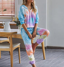 Load image into Gallery viewer, Beautiful Purple/Blue Tie-Dye Pajama Hoodie Set
