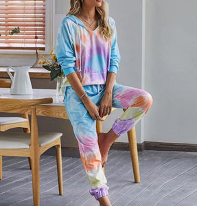 Beautiful Purple/Blue Tie-Dye Pajama Hoodie Set