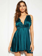 Load image into Gallery viewer, Beautiful Chic Teal Blue Satin Babydoll
