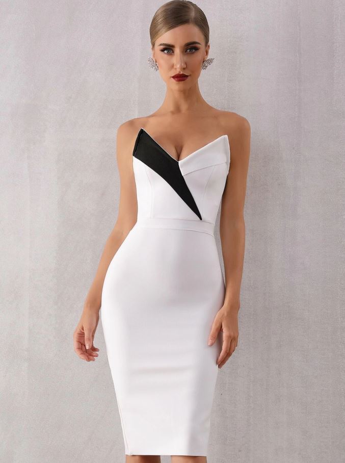 Elegant Black & White Tube Dress